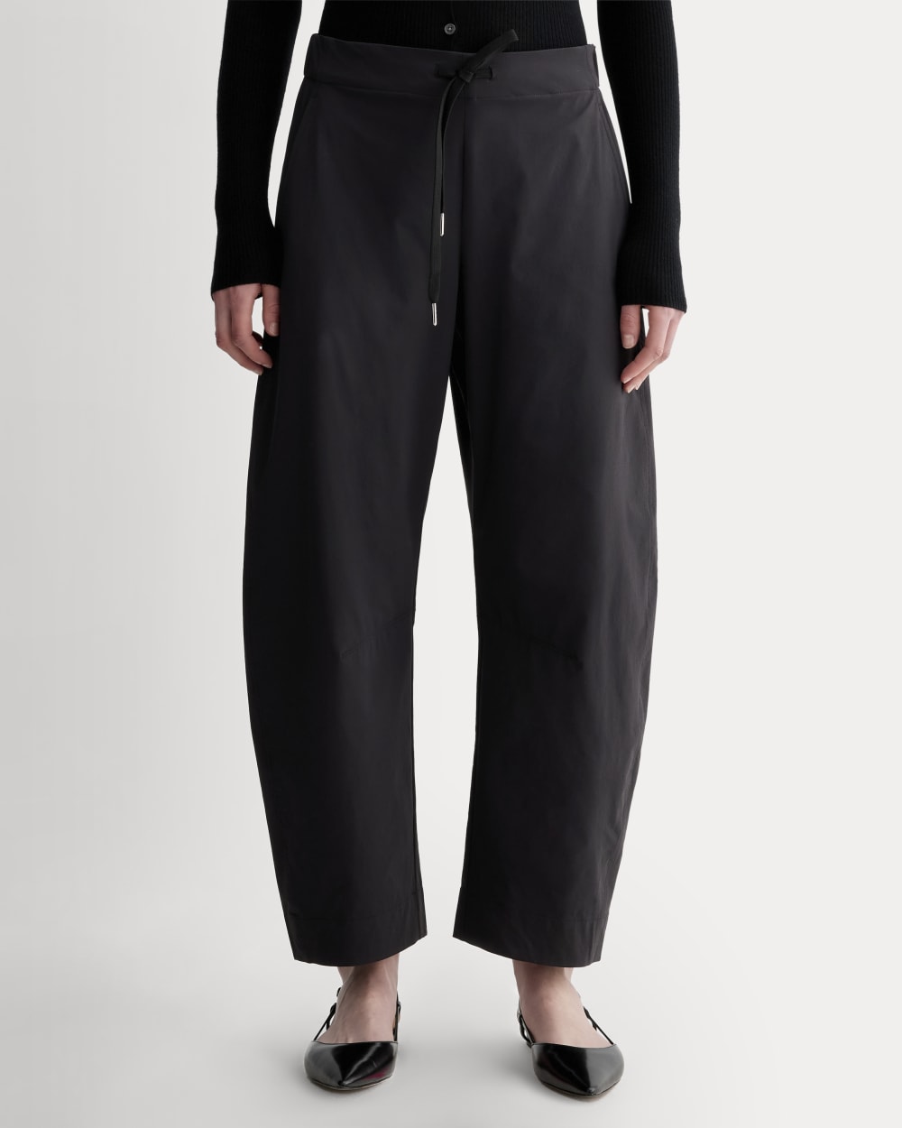 The Anywhere Barrel Pant in Black — detail view