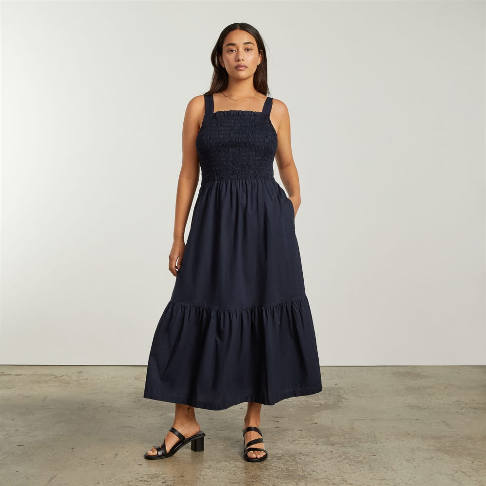 The Smock Dress in Deep Navy — alternate view