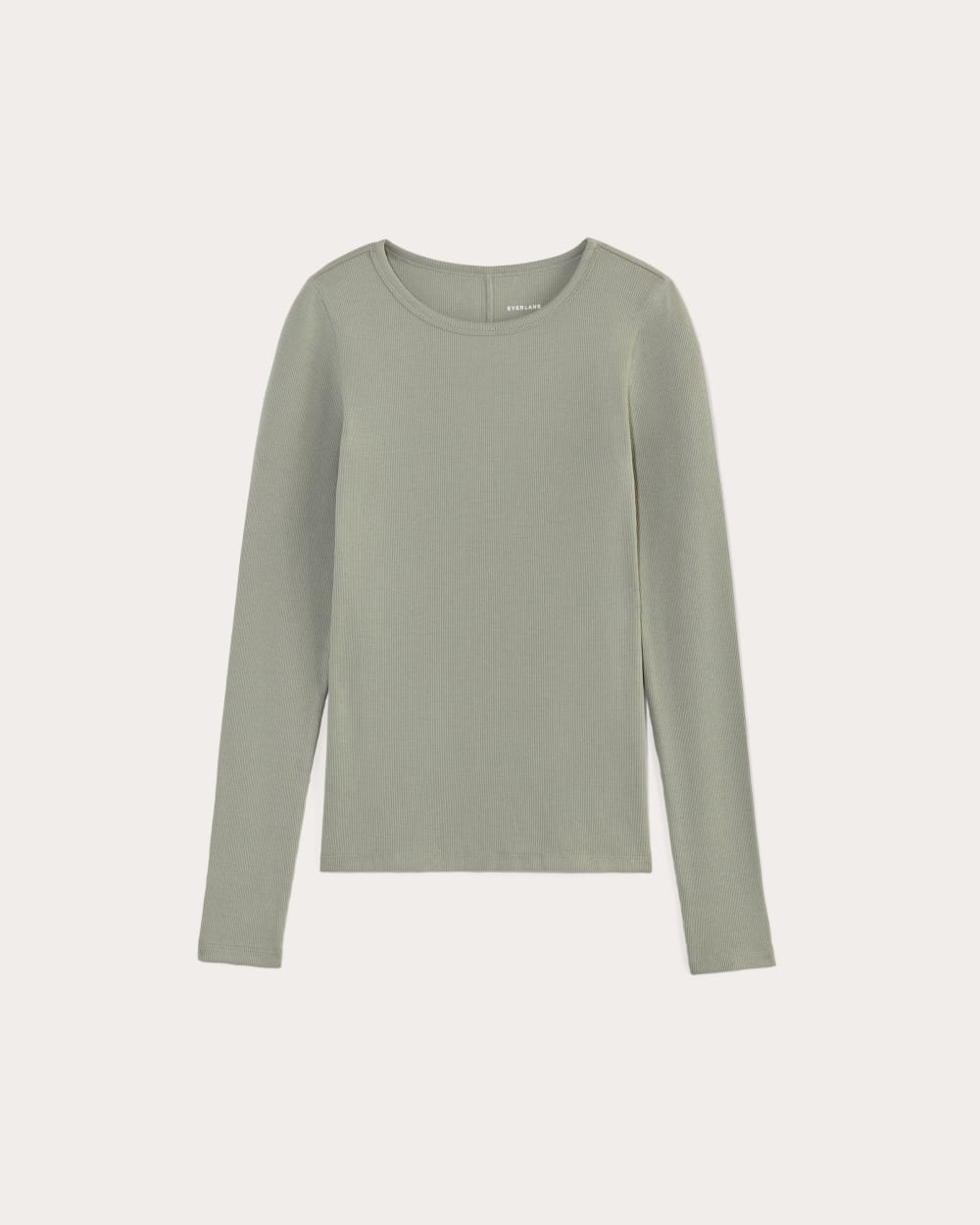 The Luxe Rib Long-Sleeve Crew in Sage Green — alternate view