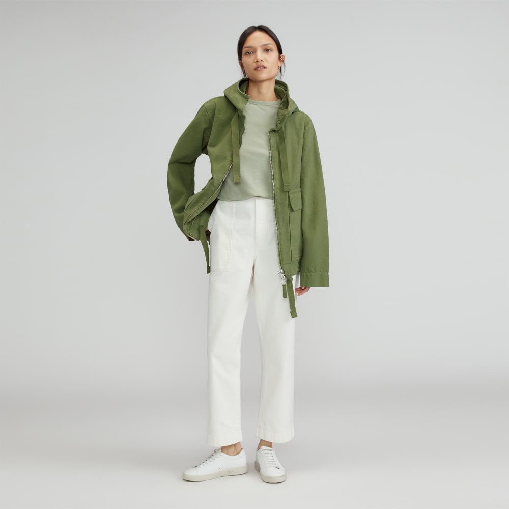 The Canvas Organic Cotton Anorak in Forest Green — detail view