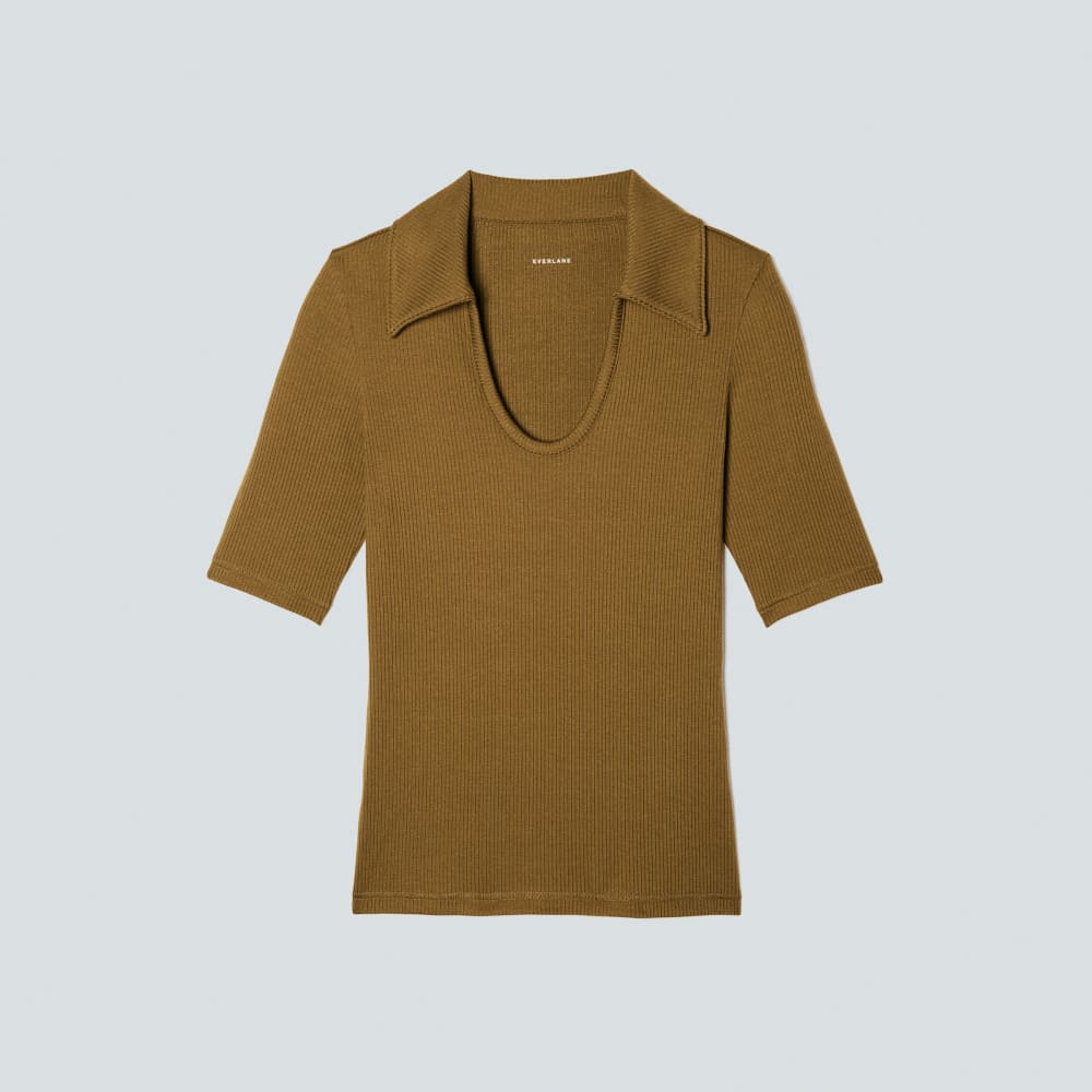 The Super-Soft Short Sleeve Polo in Tapenade — front view