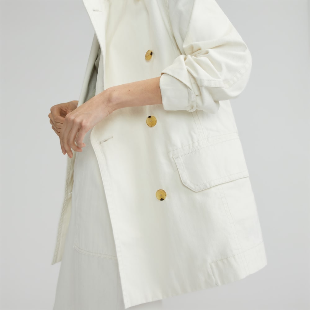 The Organic Cotton Herringbone Jacket in Bone — detail view