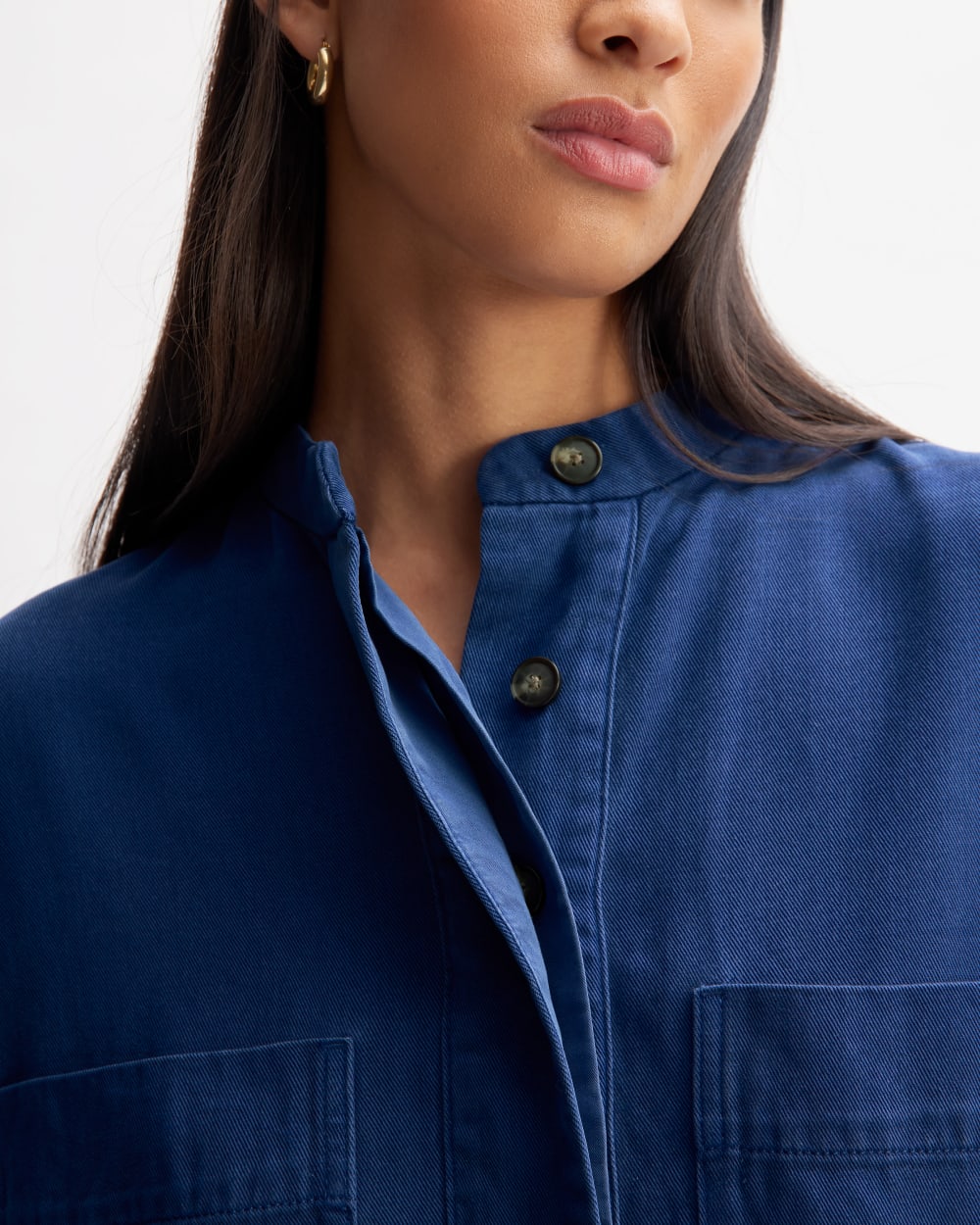 The TENCEL™ Easy Workwear Dress in Bellwether Blue — detail view