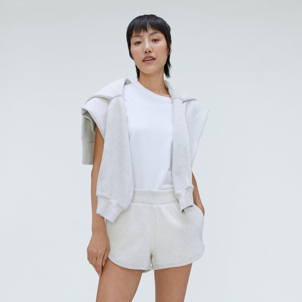 The Track Sweatshort in Light Heather Grey — detail view