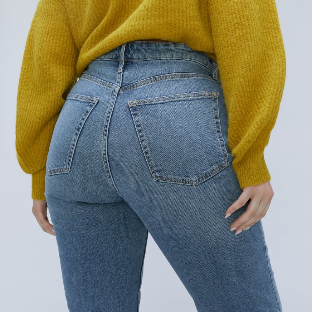 The Cheeky Hourglass Jean in Worn-In Mid Blue — detail view