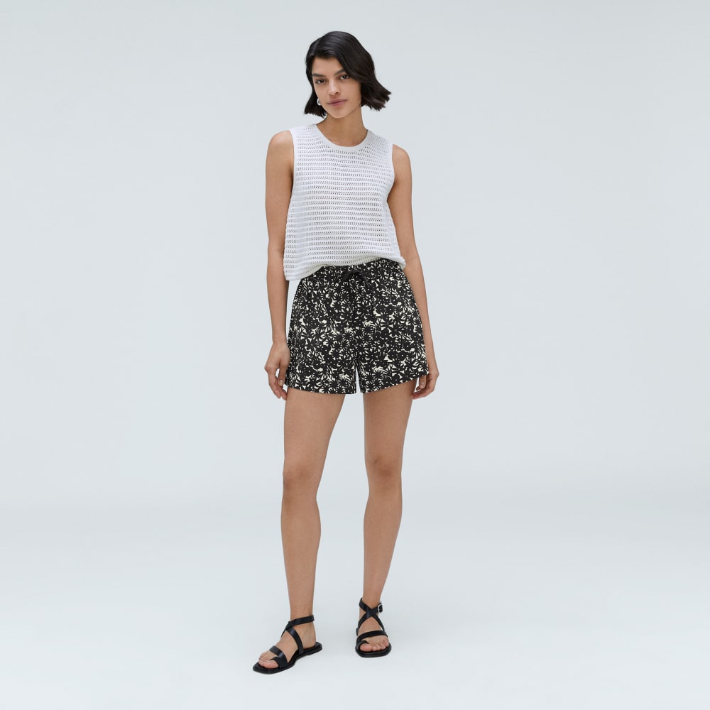 The Seersucker Boxer Short in Black / Canvas Floral — detail view