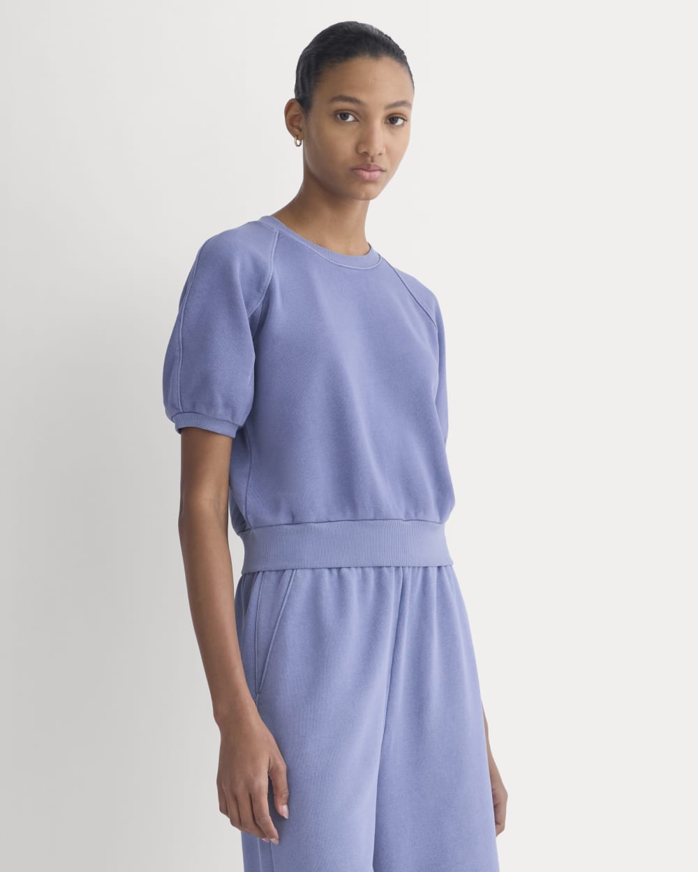 Lightweight Terry Blouson Short-Sleeve Crew in Velvet Morning — front view