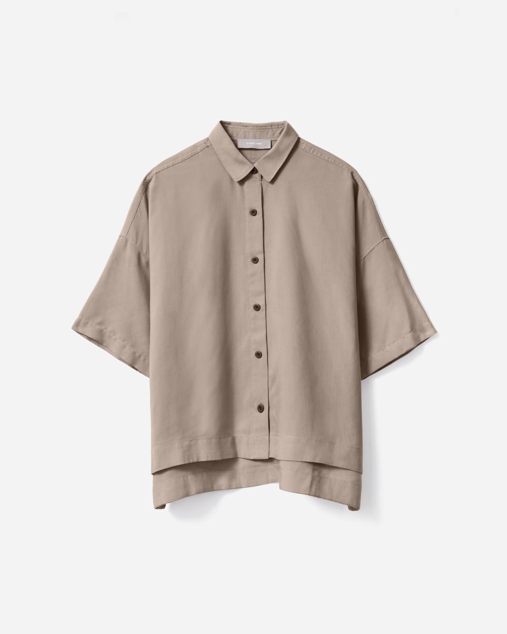 The Drapey Square Shirt in Burnt Sugar — detail view