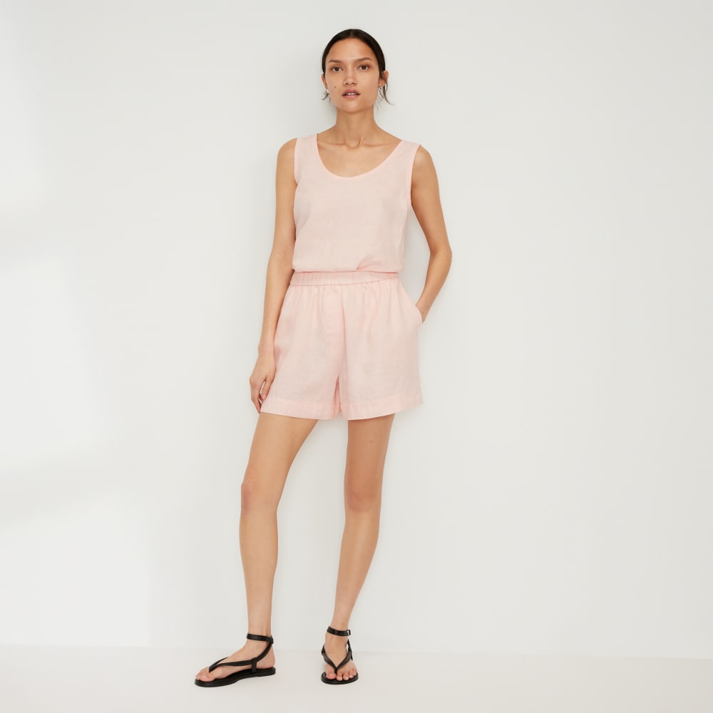 The Scoop Tank in Linen in Petal Pink — detail view
