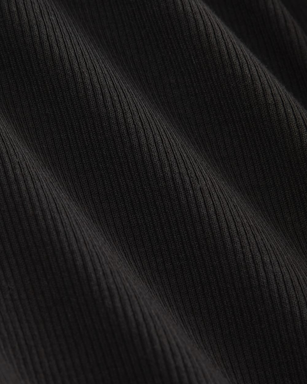 The Luxe Rib Henley in Black — detail view