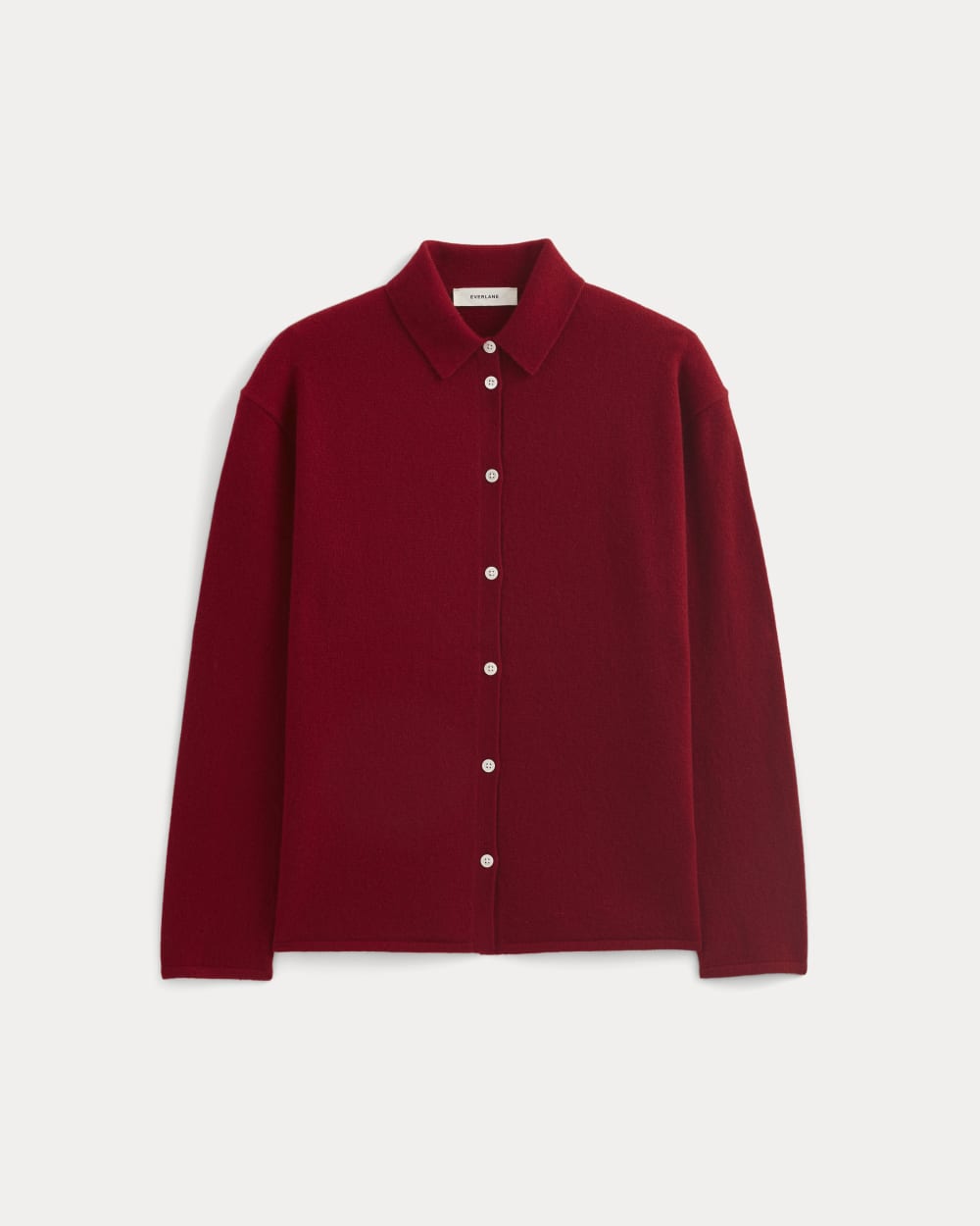 Cashmere Button-Up Shirt in Berry Red — alternate view