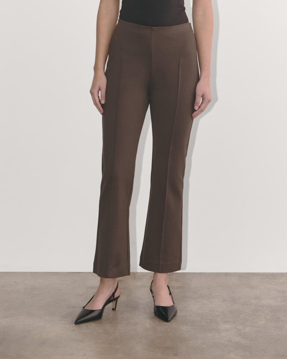 The Dream Kick Flare Pant in Earth Brown — detail view