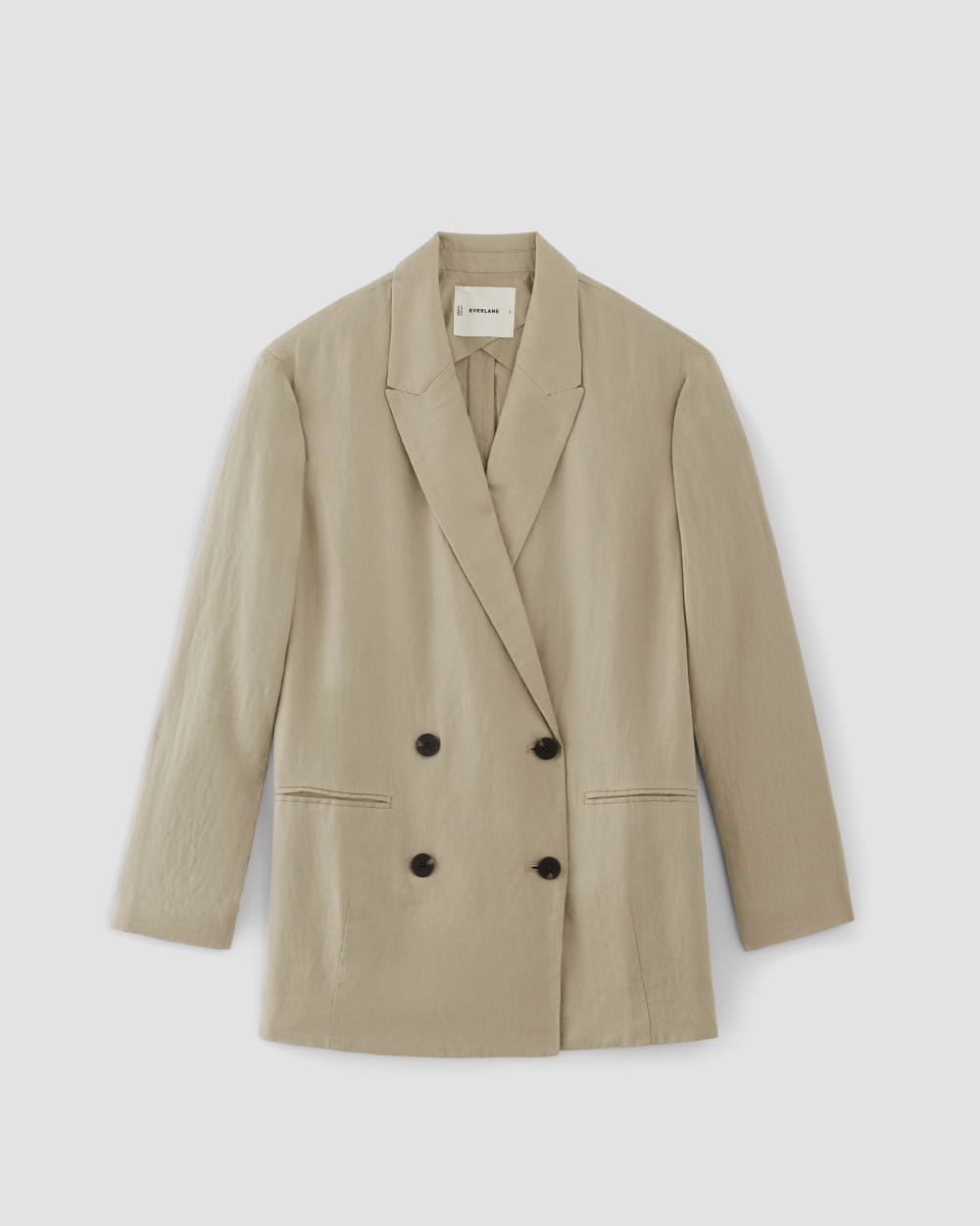 The Linen Double Breasted Blazer in Trench Coat Khaki — alternate view