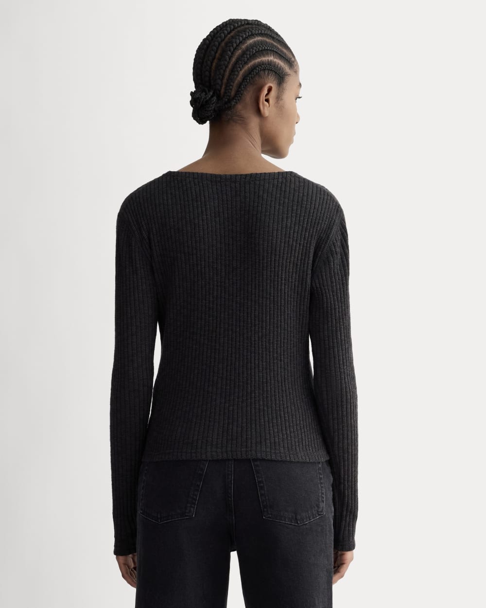 The Cozy Rib Cardigan in Black — detail view