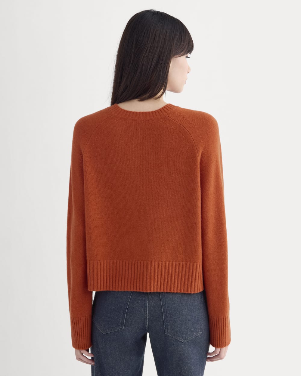 The Boxy Crew in Cashmere in Rust — detail view