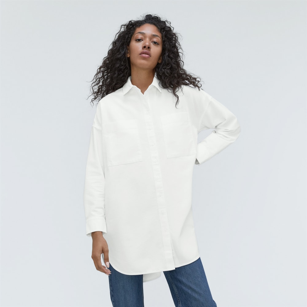 The Way Long Oxford Shirt in White — detail view