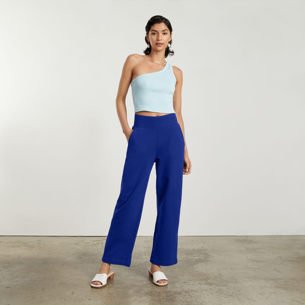 The Track High-Waist Pant in Cobalt — detail view