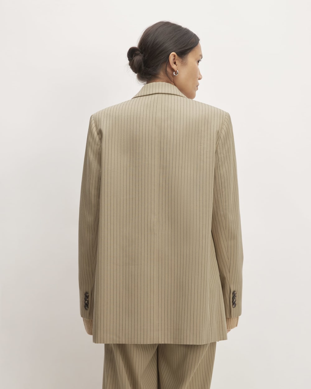 The Oversized Blazer in Buttersmooth in Cornstalk / Black — detail view