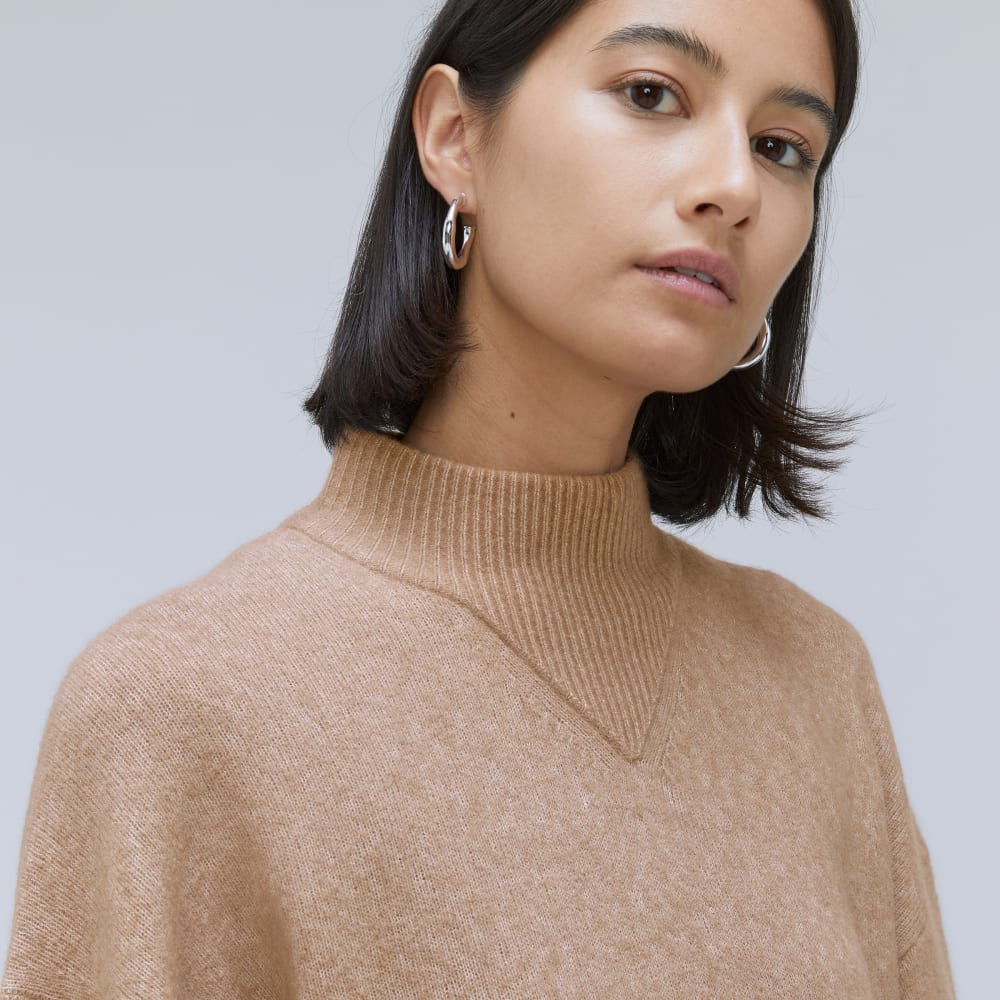 The Cozy-Stretch Pullover in Taupe Grey — detail view