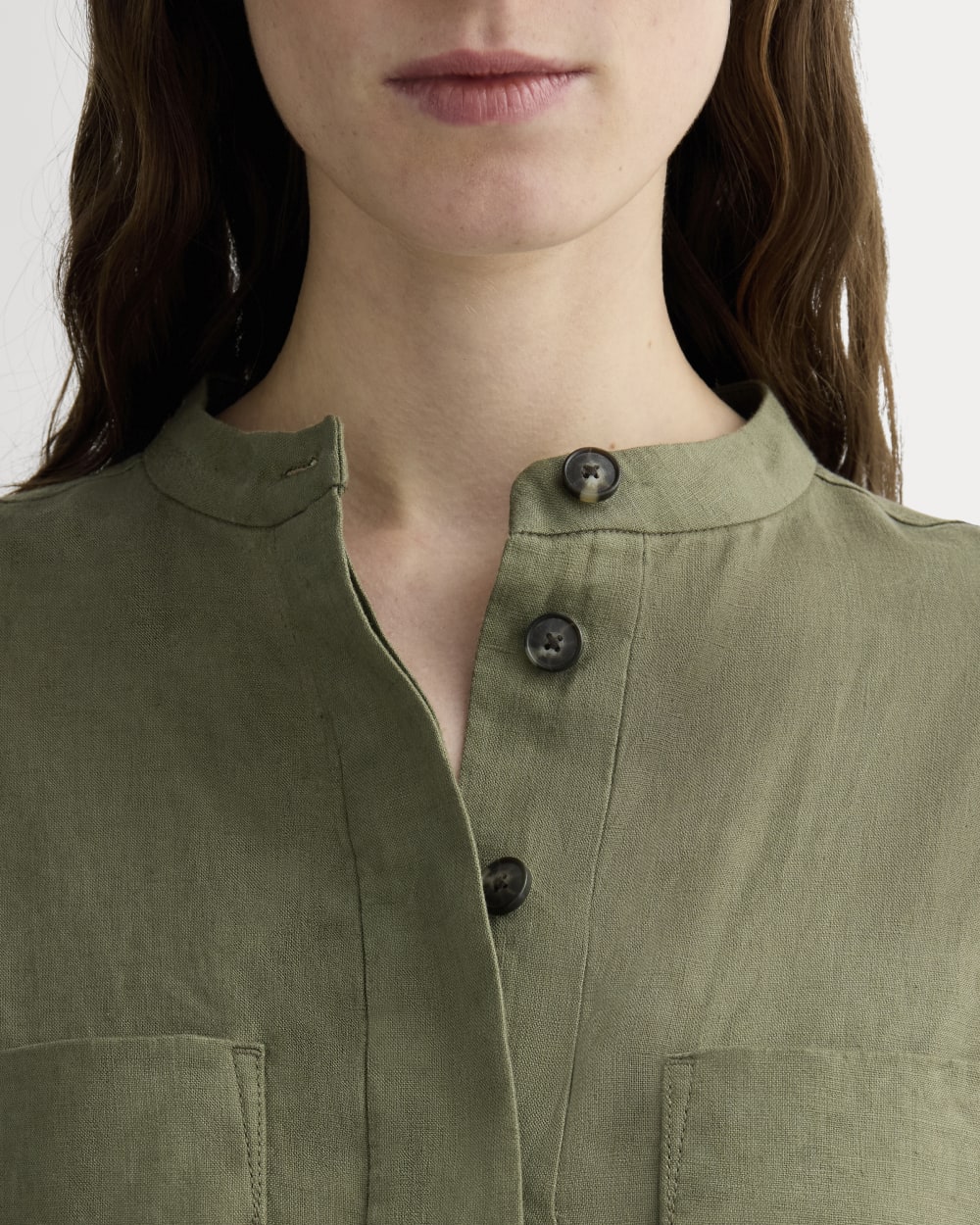 The Craft Dress in Linen in Kalamata — detail view