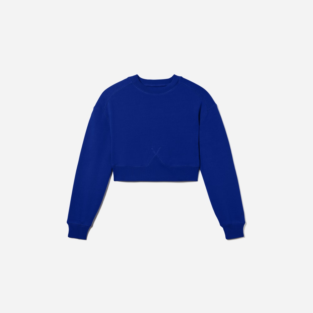 The Organic Cotton Cropped Crew in Cobalt — front view
