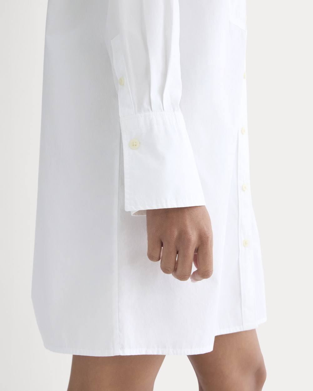 The Mini Shirtdress in Ultrasoft Cotton in White — detail view