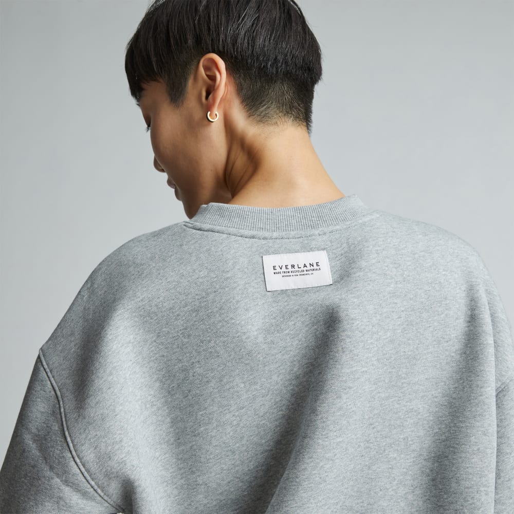 The ReTrack Oversized Crew in Heather Grey — detail view
