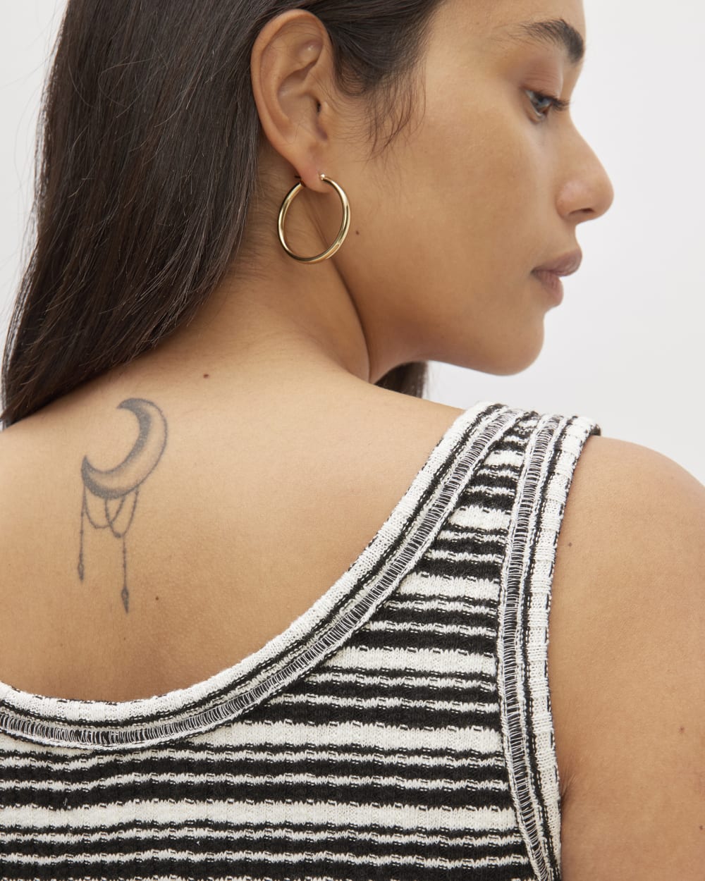 The Cozy Rib Tank in Bone / Black — detail view