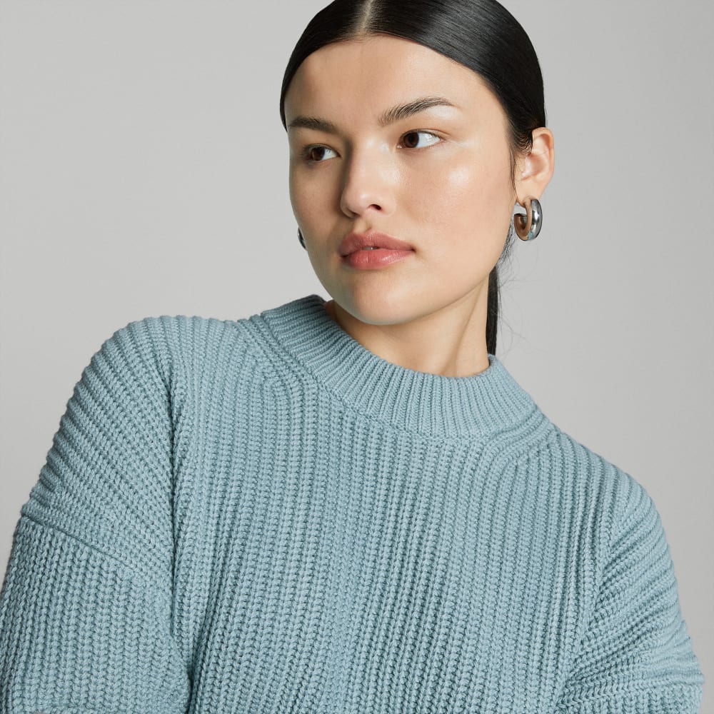 The Texture Cotton Crew in Blue Shadow — detail view