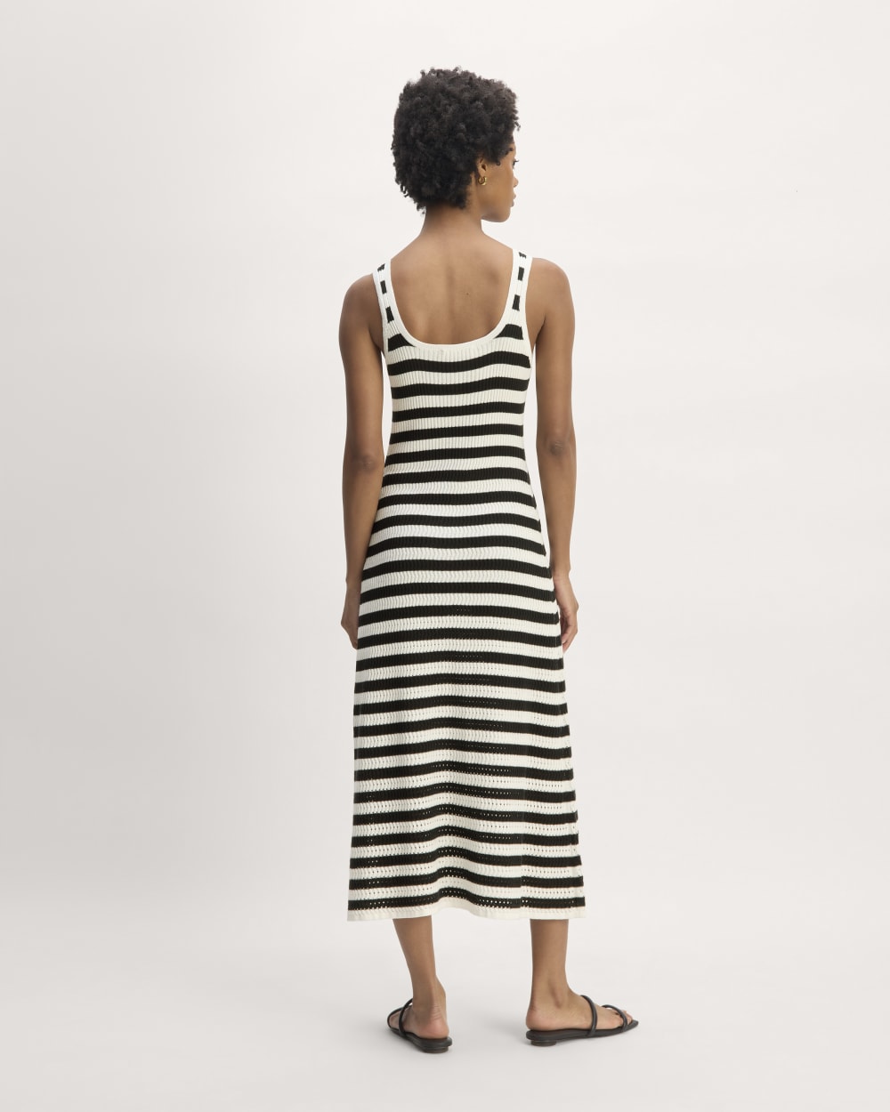 The Crochet Knit Tank Dress in Bone / Black — detail view