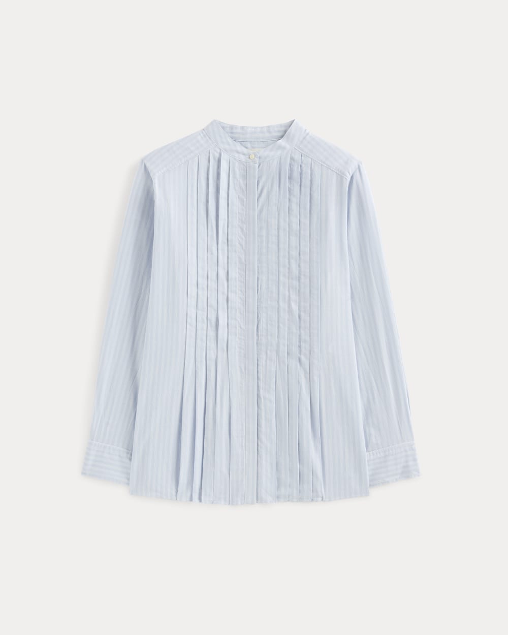 The Pleated Shirt in Silky Cotton in Forever Blue / Optic White — alternate view