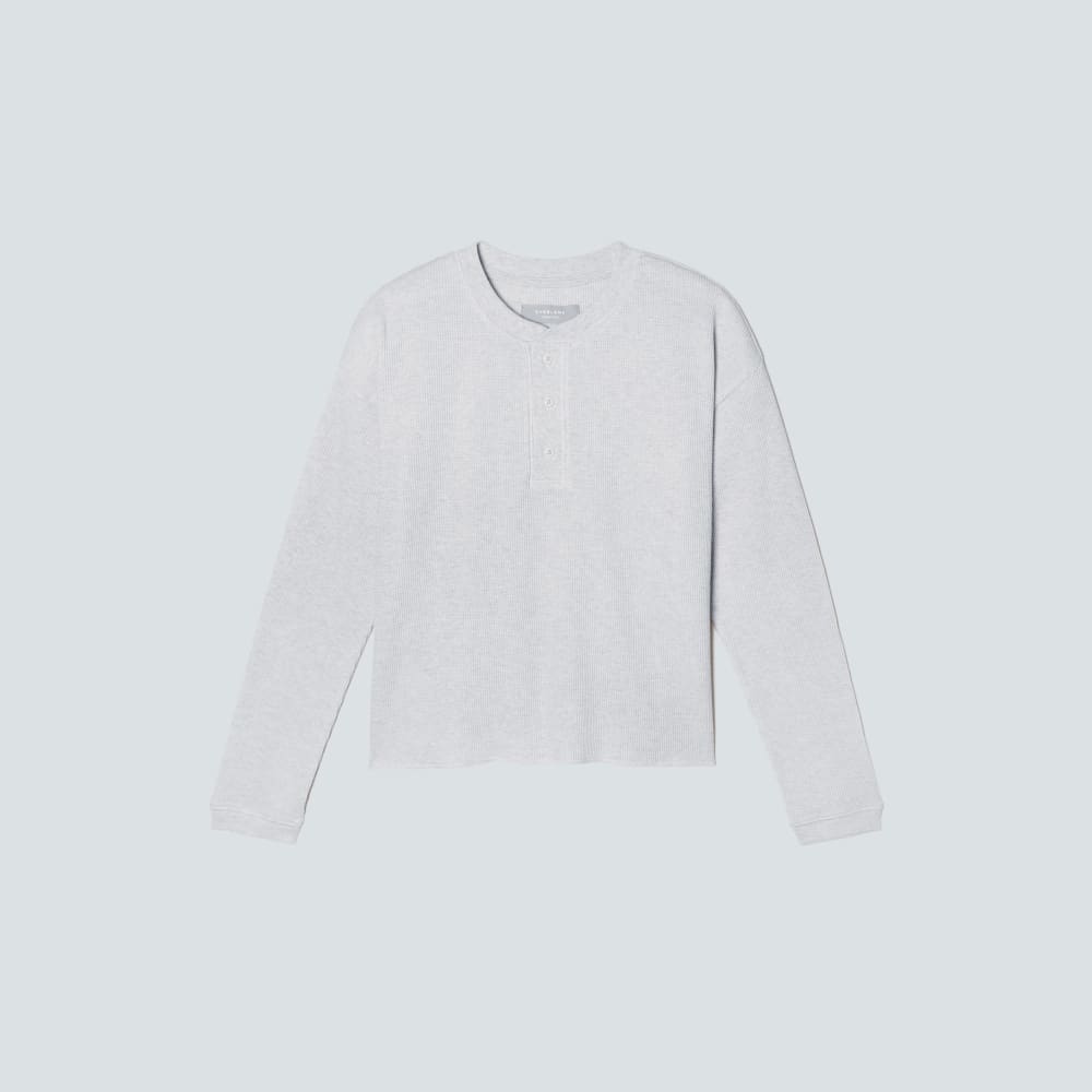 The Organic Cotton Waffle Henley in Heathered Tan — alternate view