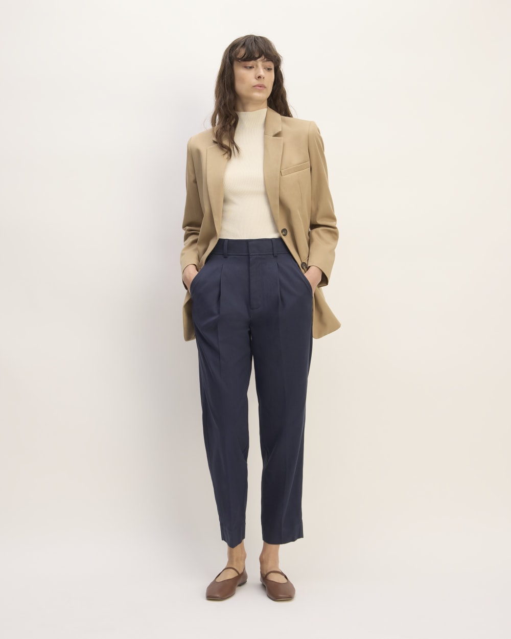 The Draper Tapered Pant in Buttersmooth in Navy — front view