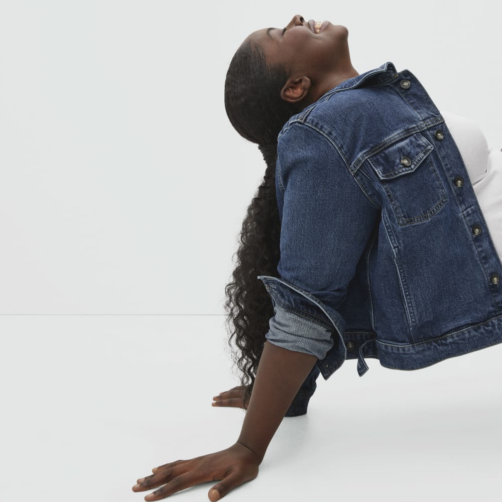 The Modern Jean Jacket in Washed Midnight — detail view