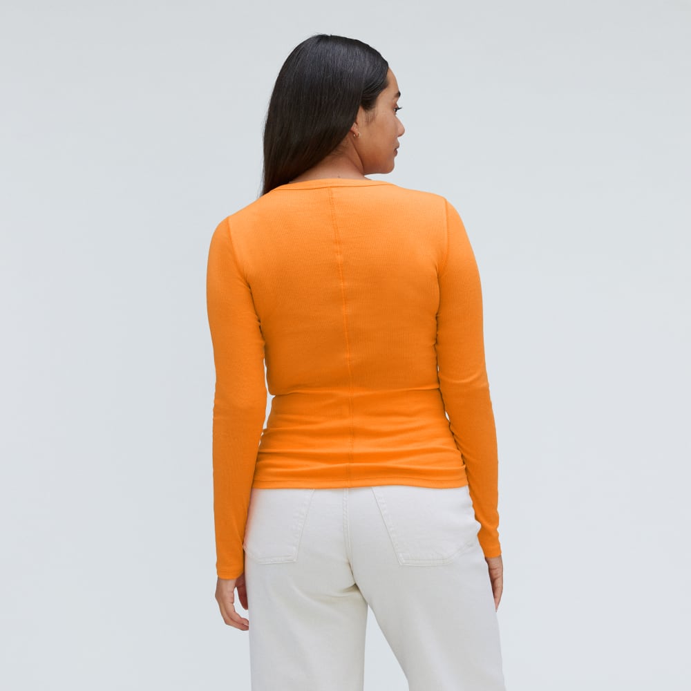 The Luxe Rib Henley in Turmeric — detail view