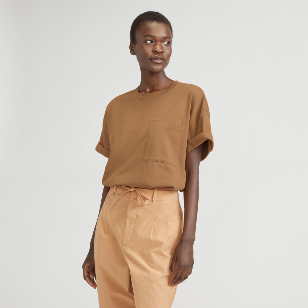 The Organic Cotton Relaxed Pocket Tee in Toasted Coconut — front view