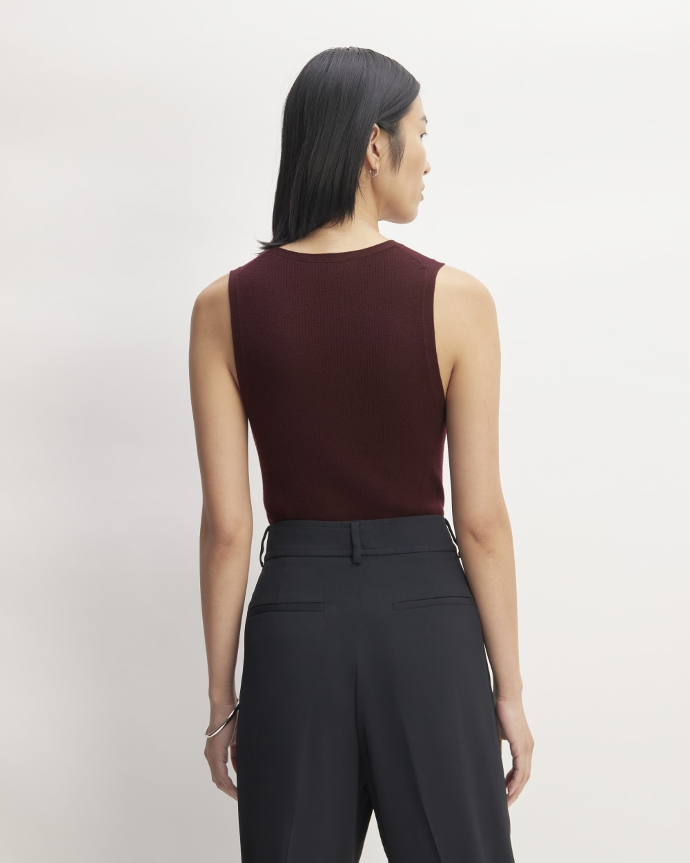 The Tank in Ultrasoft Merino in Burgundy — detail view