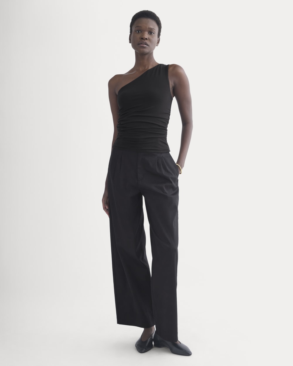 One-Shoulder Top in Black — detail view