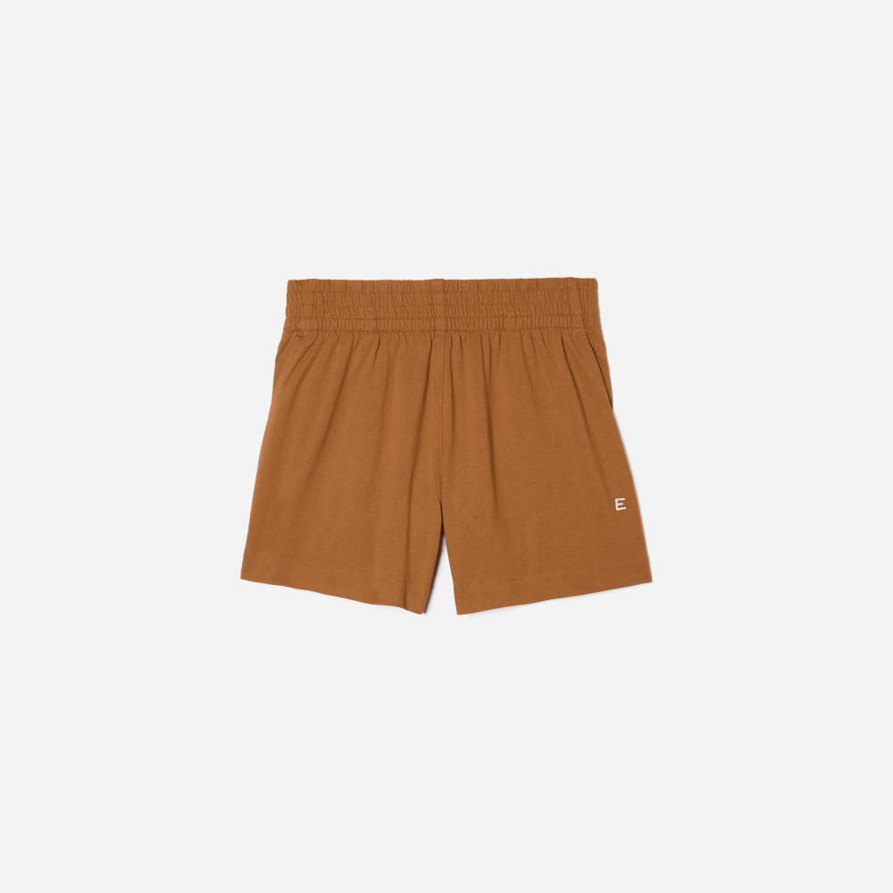 The Retro Jersey Short in Tawny Brown — front view