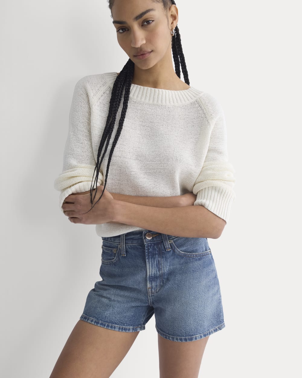 Classic Jean Short in Medium Indigo — front view