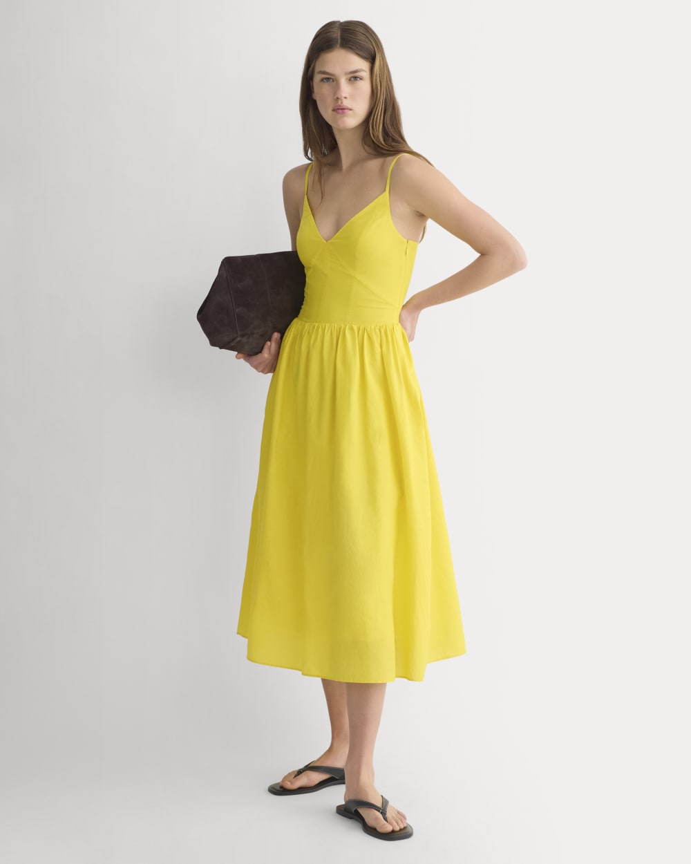Midi Dress in Cotton Silk Voile in Passion Fruit — front view