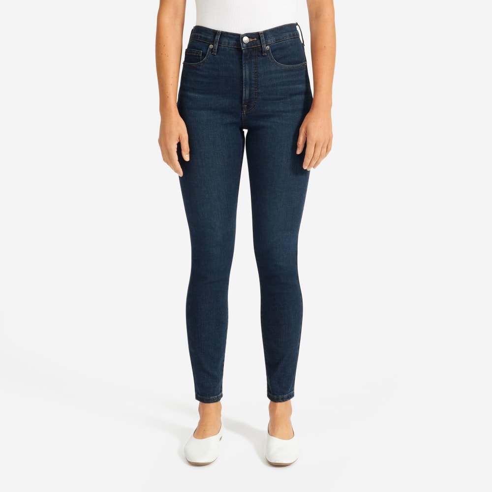 The Authentic Stretch High-Rise Skinny in Deep Indigo — detail view