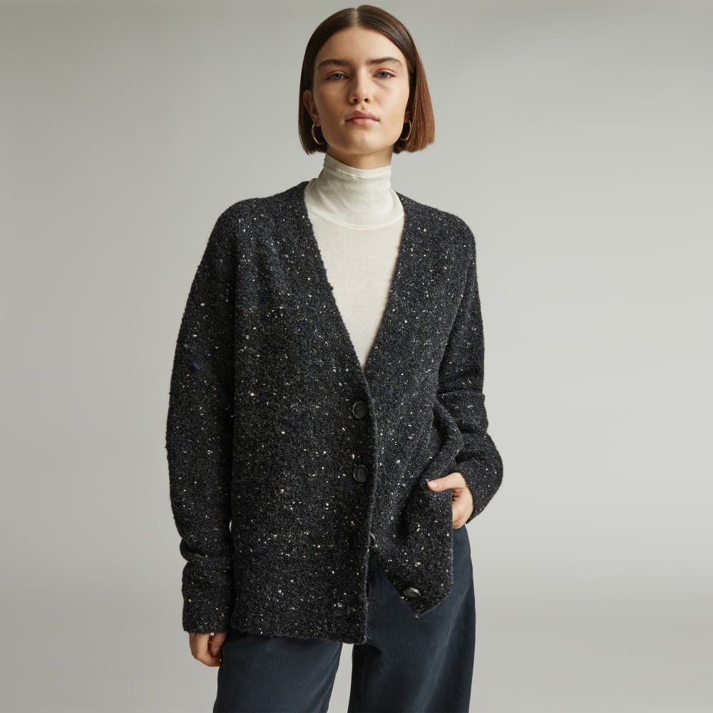 The Confetti Cardigan in Black Multi — front view
