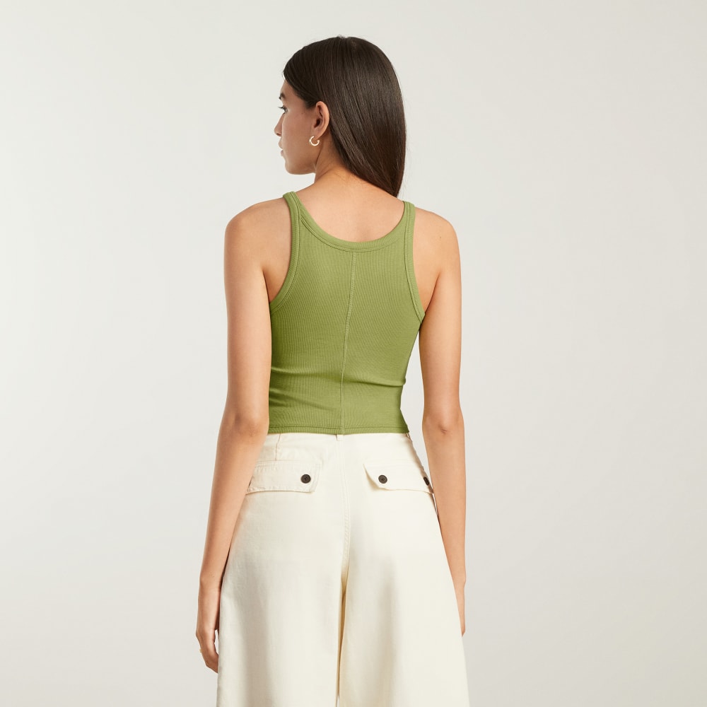The Pima Micro-Rib Short Tank in Pepper — detail view