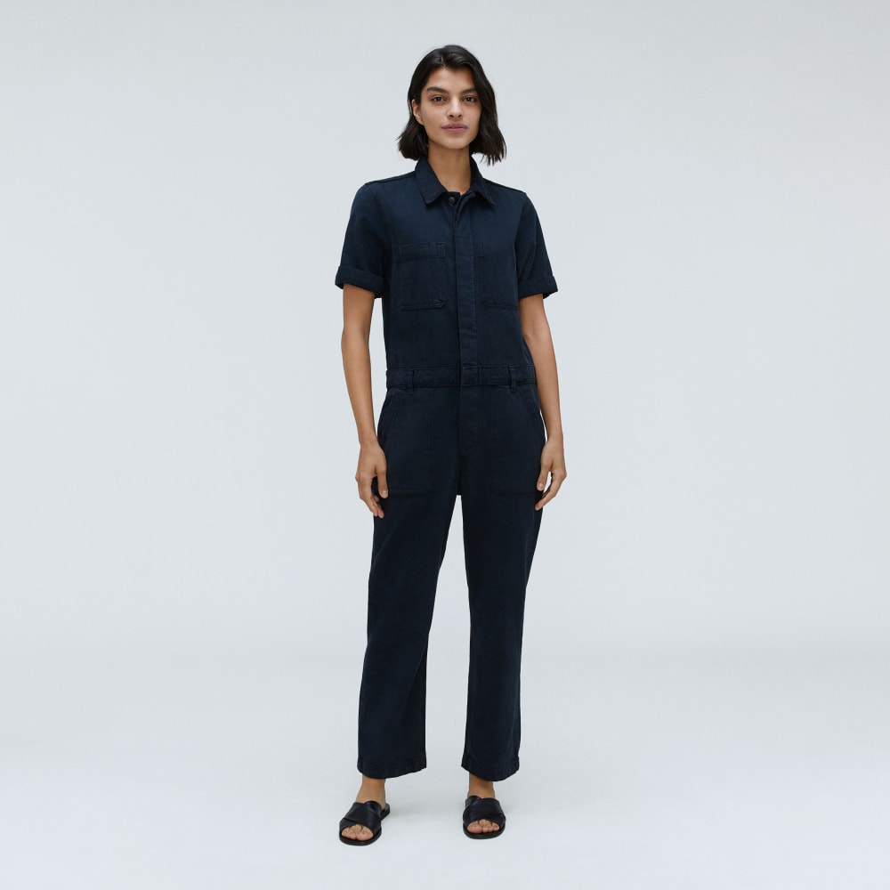 The Supersoft Jean Coverall in Ink Wash — front view