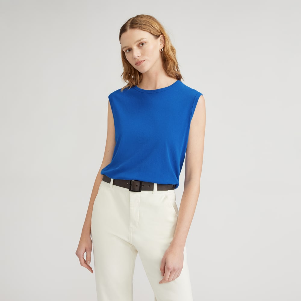 The Air Muscle Tank in Mazarine Blue — front view