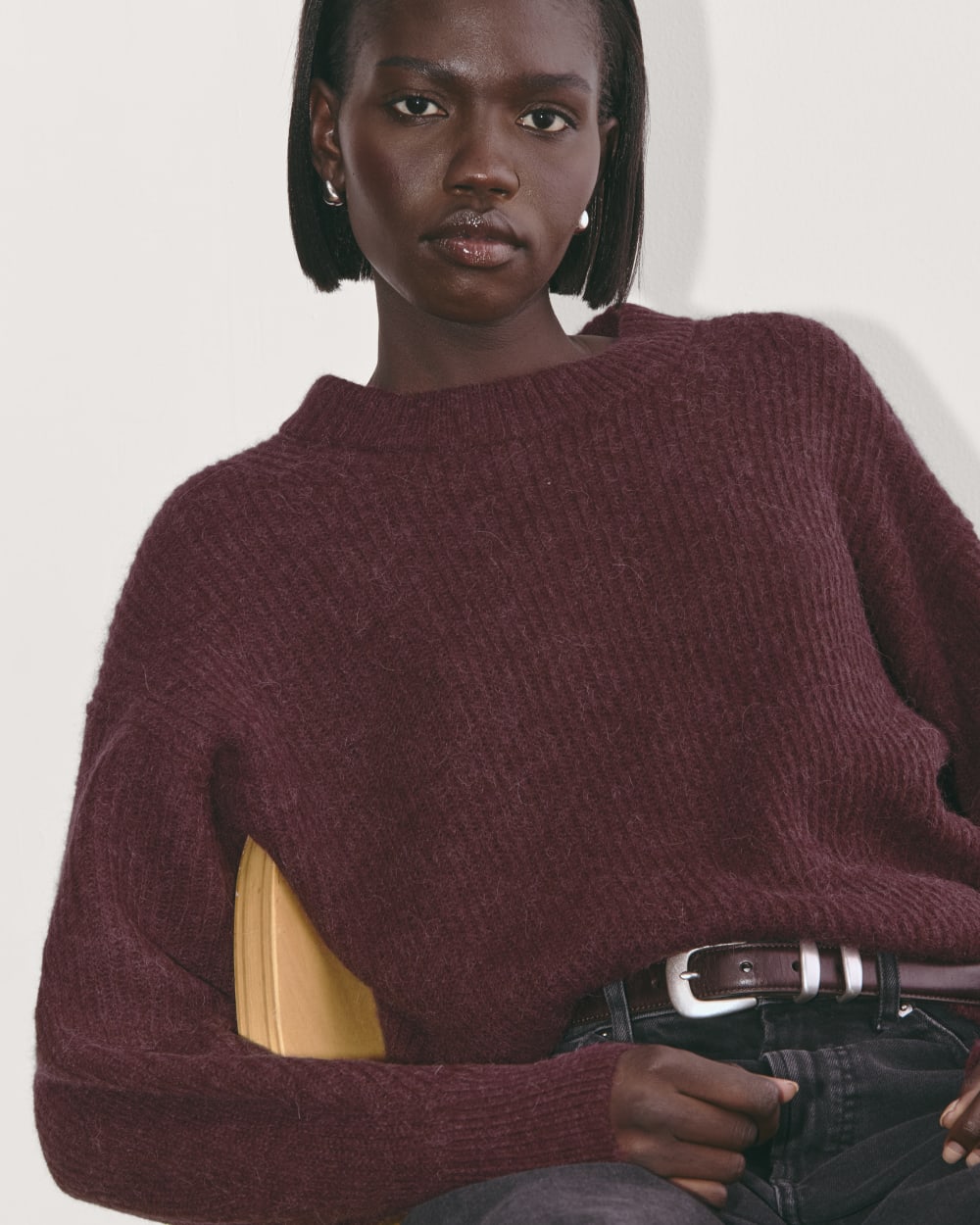 The Cocoon Crew in Alpaca in Burgundy — detail view