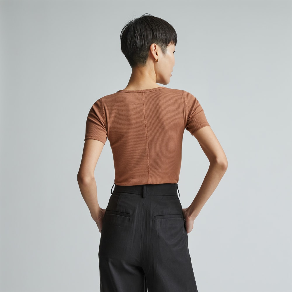 The Luxe Rib Crew in Toasted Coconut — detail view