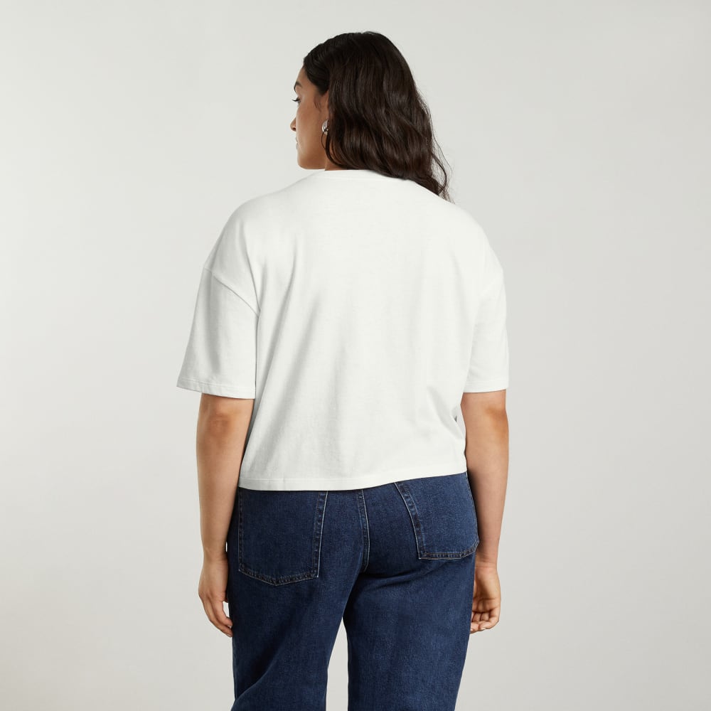 The Vintage Henley Hemp Tee in White — detail view