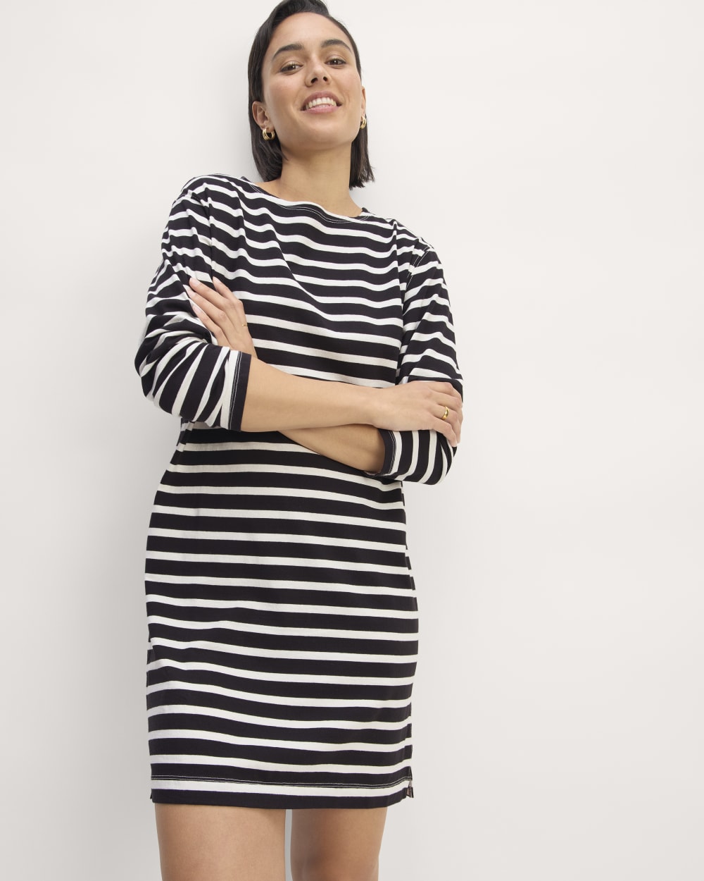 The Mariner Dress in Black / Bone — detail view
